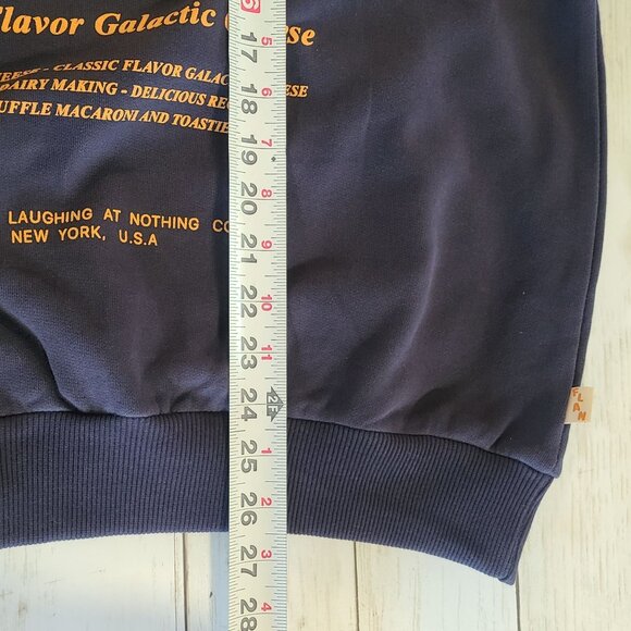FLAN Flying Toastie Grilled Cheese Graphic Sweatshirt Mens Small Navy Blue NEW - Picture 8 of 10